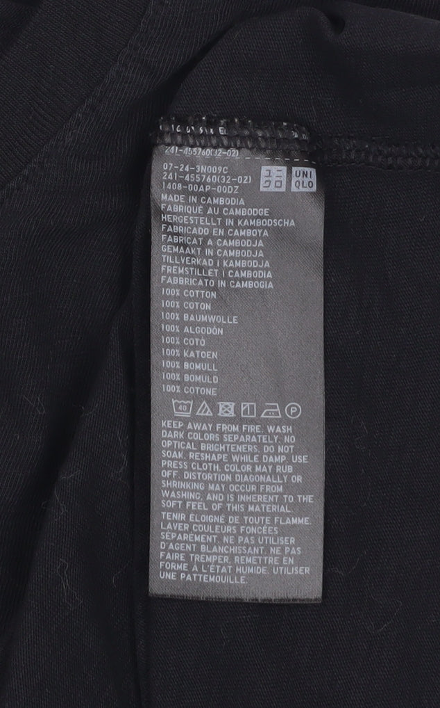 Uniqlo Women's Black XL Basic Cotton Crew Neck T-Shirt