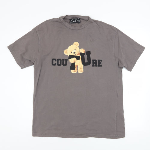 Couture Women's Grey Bear Print Cotton T-Shirt UK 6