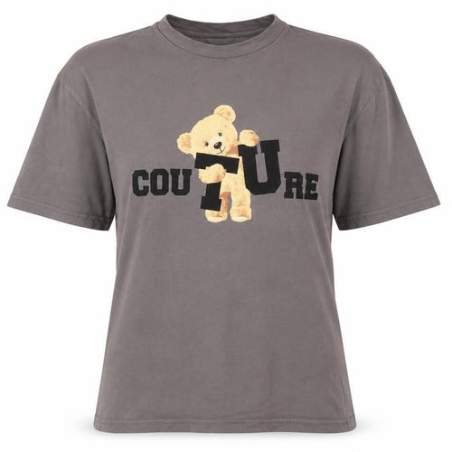 Couture Women's Grey Bear Print Cotton T-Shirt UK 6