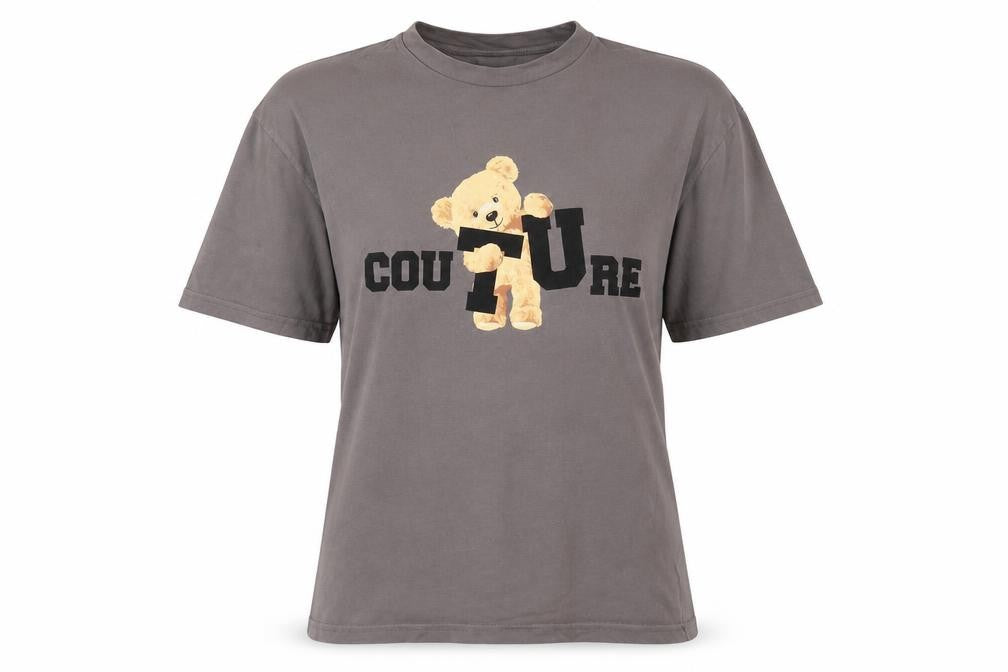 Couture Women's Grey Bear Print Cotton T-Shirt UK 6