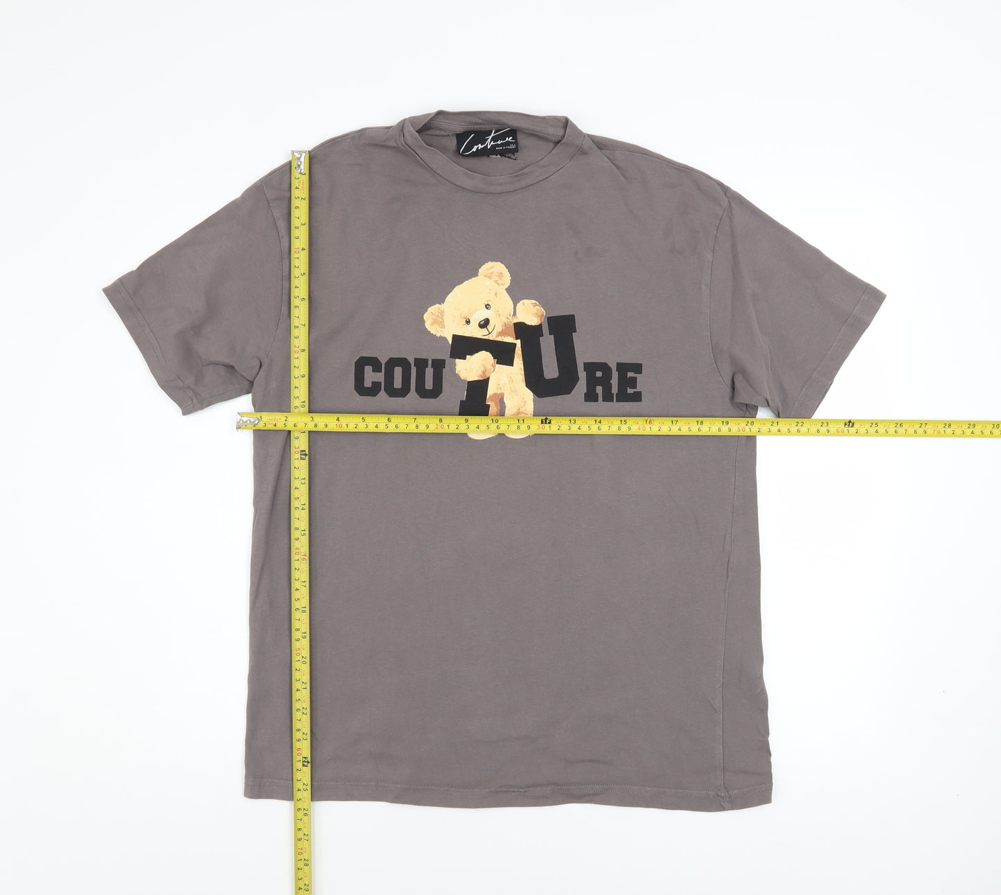 Couture Women's Grey Bear Print Cotton T-Shirt UK 6