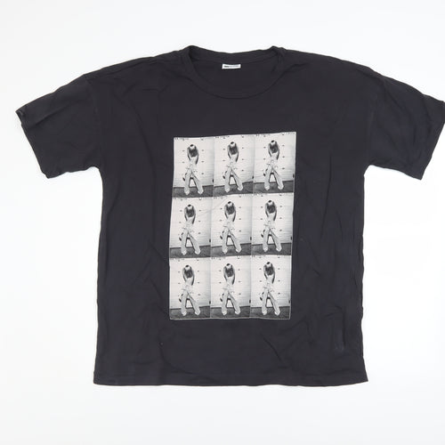 Noisy May Men’s Black Graphic Print Cotton T-Shirt Size L