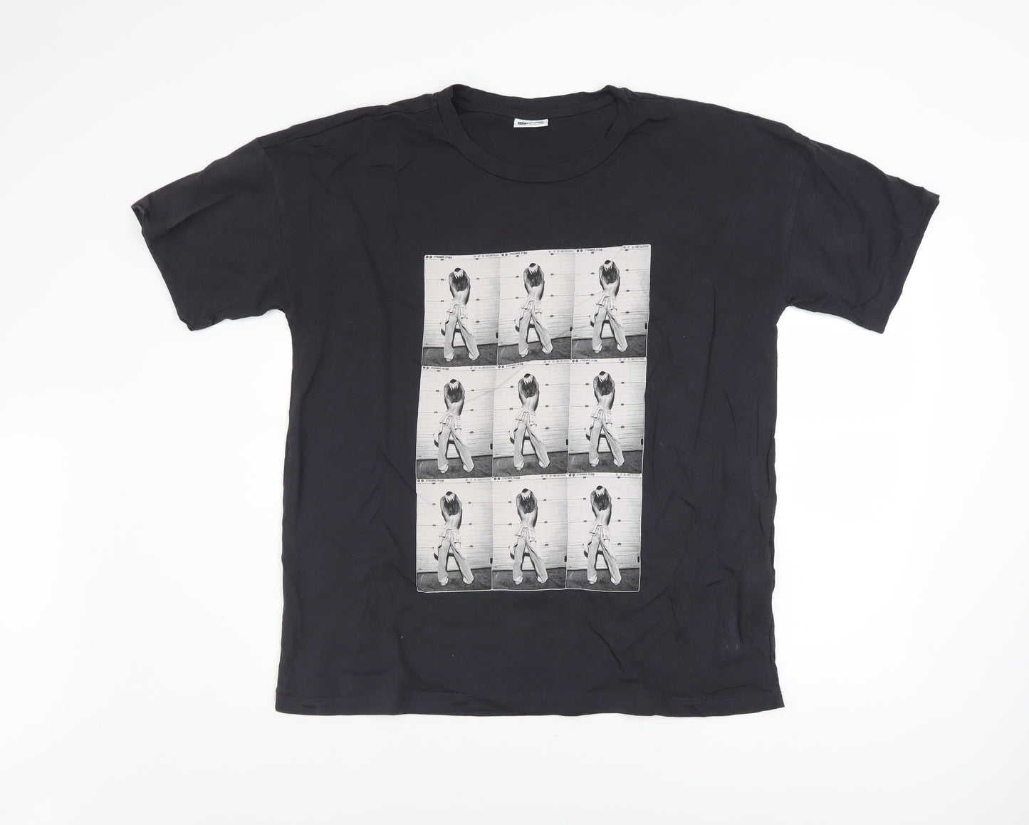 Noisy May Men’s Black Graphic Print Cotton T-Shirt Size L