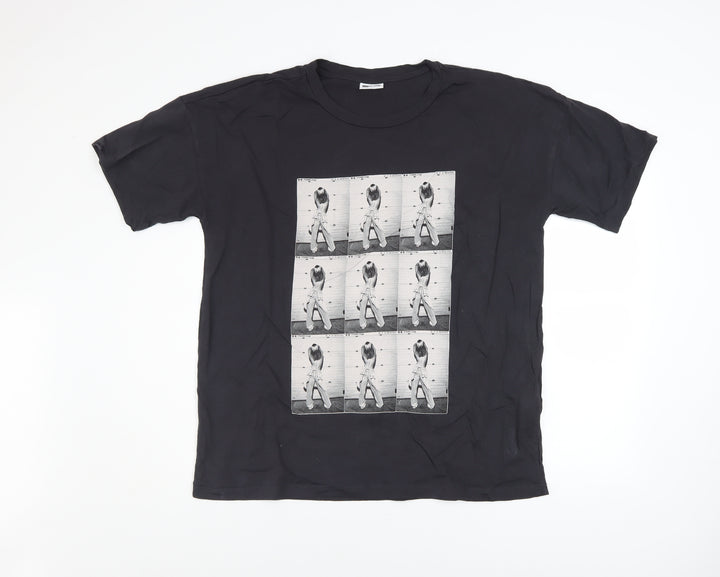 Noisy May Men’s Black Graphic Print Cotton T-Shirt Size L