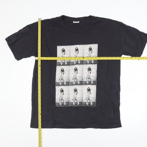 Noisy May Men’s Black Graphic Print Cotton T-Shirt Size L