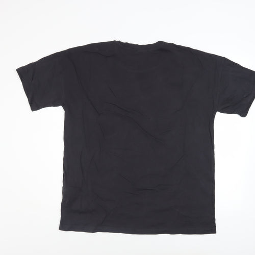 Noisy May Men’s Black Graphic Print Cotton T-Shirt Size L