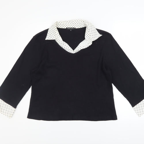 Debbie Morgan Women’s Black V-Neck Polka Dot Trim Pullover Jumper XL