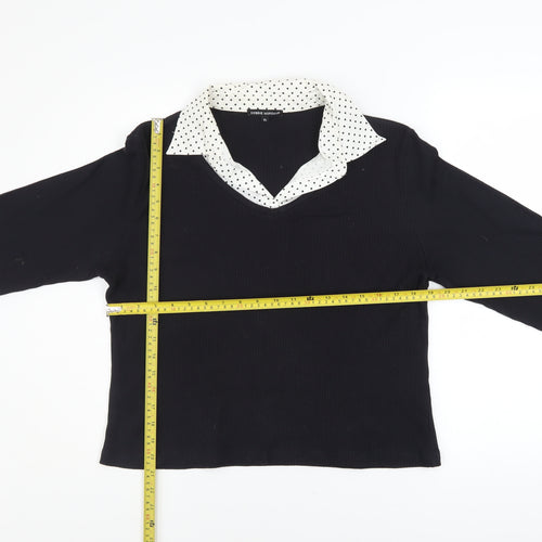 Debbie Morgan Women’s Black V-Neck Polka Dot Trim Pullover Jumper XL