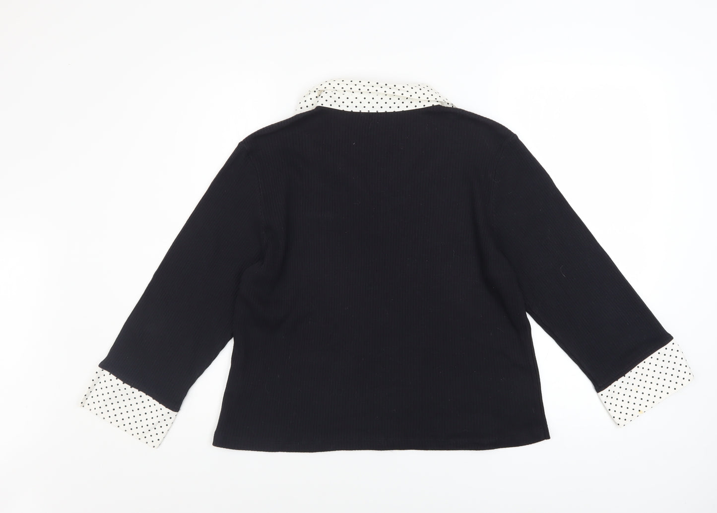 Debbie Morgan Women’s Black V-Neck Polka Dot Trim Pullover Jumper XL