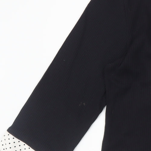 Debbie Morgan Women’s Black V-Neck Polka Dot Trim Pullover Jumper XL