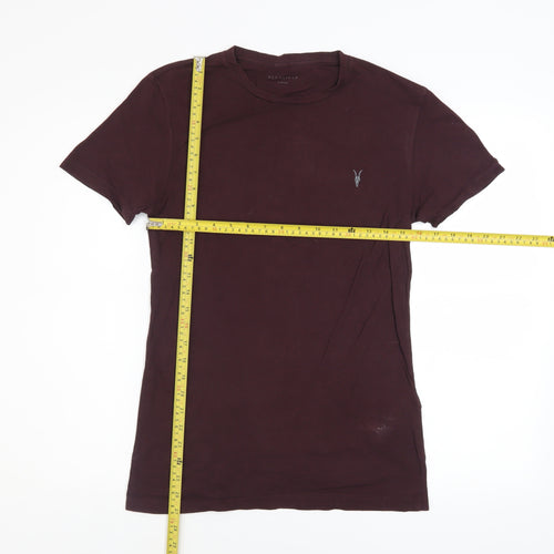 AllSaints Men's Brown Cotton Slim Fit Crew Neck T-Shirt XS