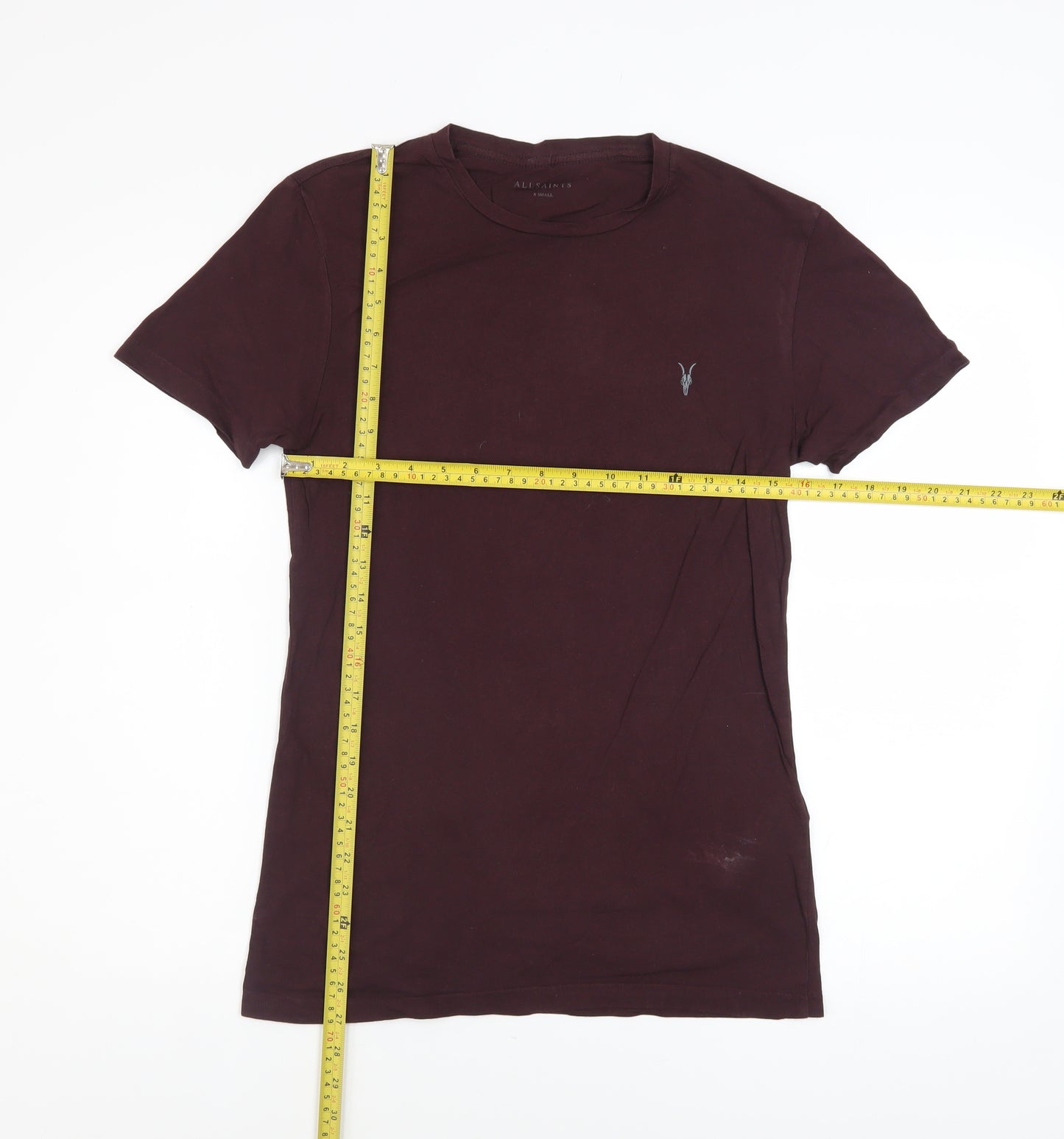 AllSaints Men's Brown Cotton Slim Fit Crew Neck T-Shirt XS