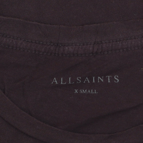 AllSaints Men's Brown Cotton Slim Fit Crew Neck T-Shirt XS