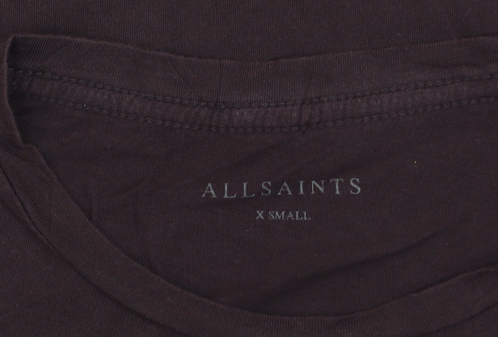AllSaints Men's Brown Cotton Slim Fit Crew Neck T-Shirt XS
