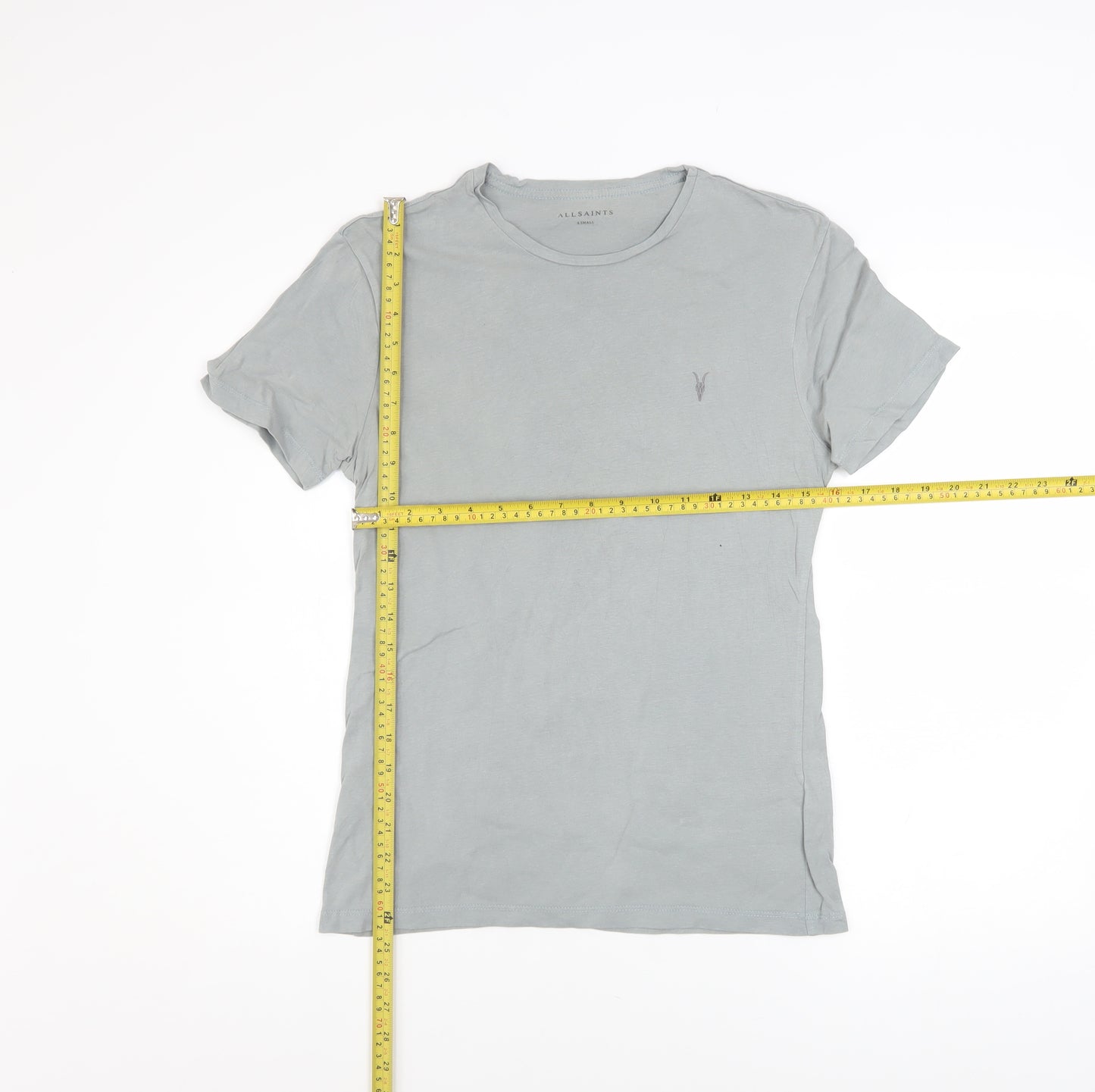 AllSaints Men Grey XS Slim Fit Crew Neck Cotton T-Shirt