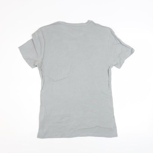 AllSaints Men Grey XS Slim Fit Crew Neck Cotton T-Shirt