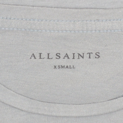 AllSaints Men Grey XS Slim Fit Crew Neck Cotton T-Shirt