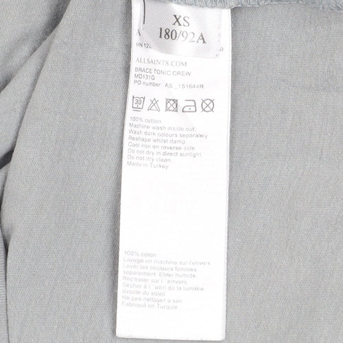 AllSaints Men Grey XS Slim Fit Crew Neck Cotton T-Shirt