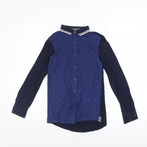 Jasper Conran Boys Blue Long Sleeve Button-Up Cotton Shirt Age 9