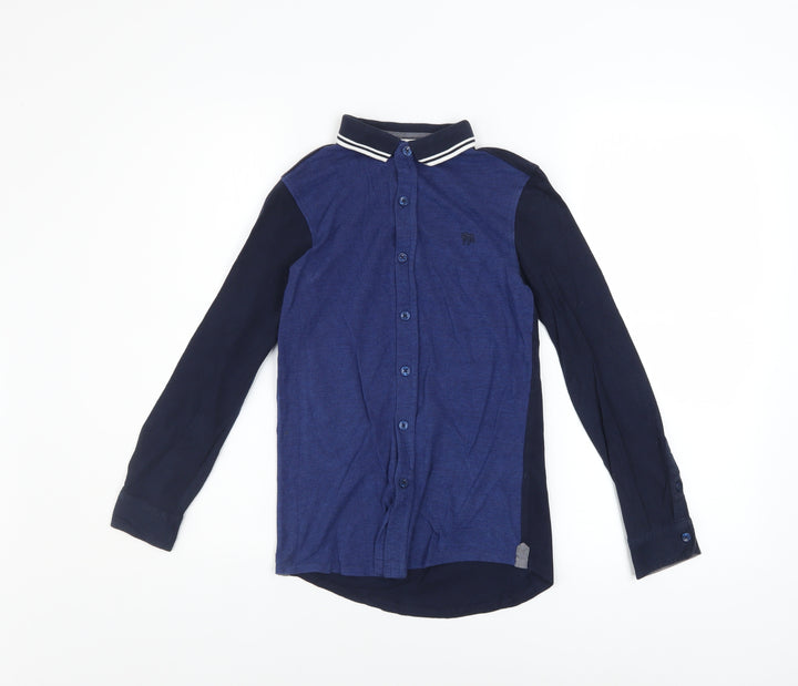 Jasper Conran Boys Blue Long Sleeve Button-Up Cotton Shirt Age 9