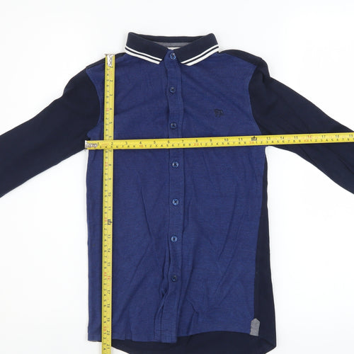 Jasper Conran Boys Blue Long Sleeve Button-Up Cotton Shirt Age 9