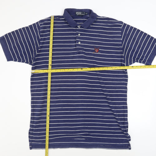 Ralph Lauren Men's Blue Striped 2XL Cotton Polo Shirt
