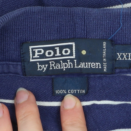 Ralph Lauren Men's Blue Striped 2XL Cotton Polo Shirt