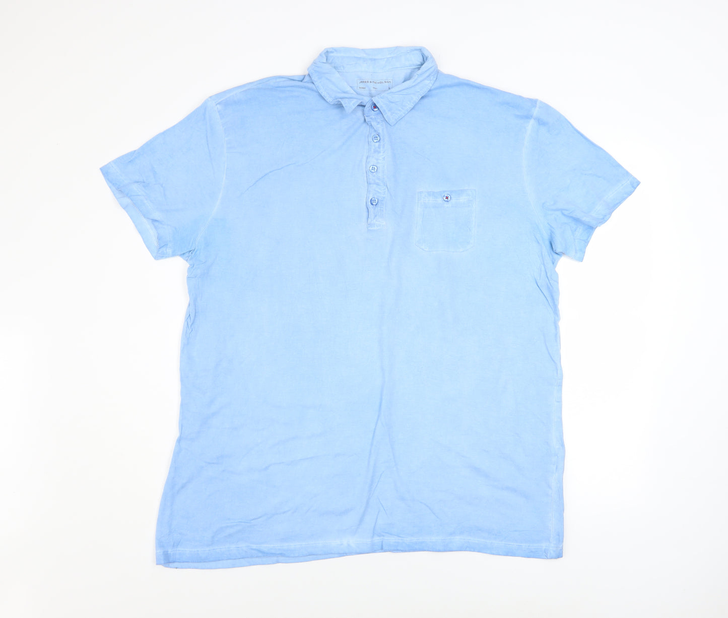 James & Nicholson Men's Blue XL Cotton Short Sleeve Polo Shirt