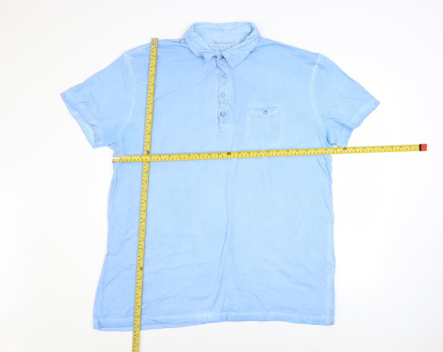 James & Nicholson Men's Blue XL Cotton Short Sleeve Polo Shirt