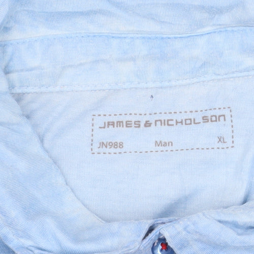 James & Nicholson Men's Blue XL Cotton Short Sleeve Polo Shirt