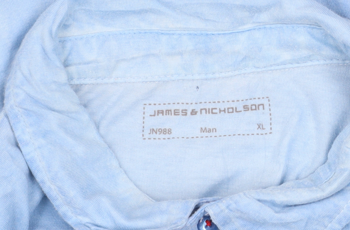 James & Nicholson Men's Blue XL Cotton Short Sleeve Polo Shirt