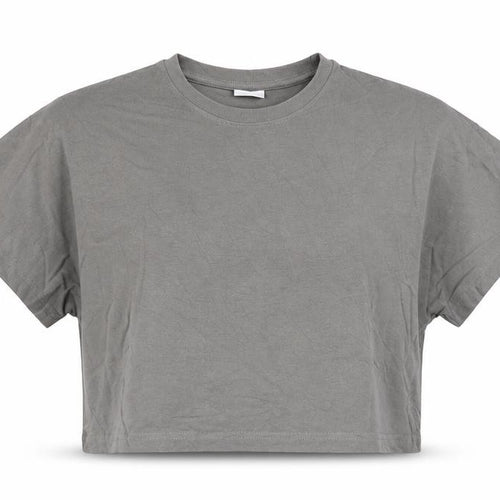 Zara Girls Grey Cropped Cotton T-Shirt 13-14 Years Relaxed Fit