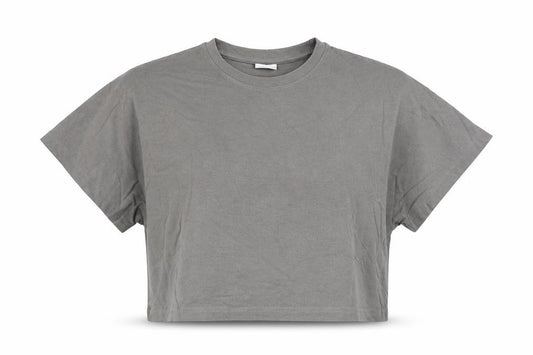 Zara Girls Grey Cropped Cotton T-Shirt 13-14 Years Relaxed Fit