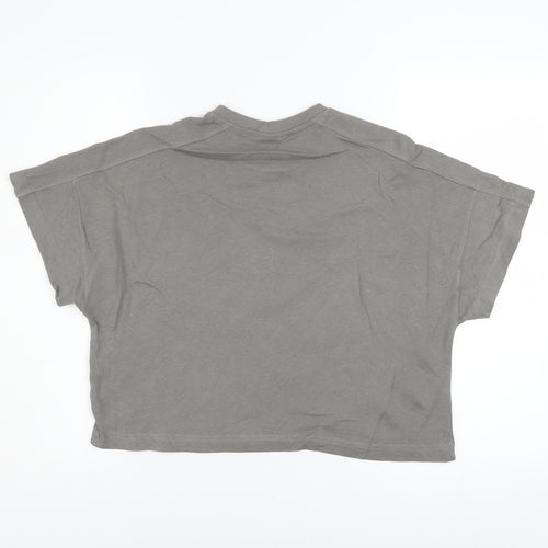 Zara Girls Grey Cropped Cotton T-Shirt 13-14 Years Relaxed Fit