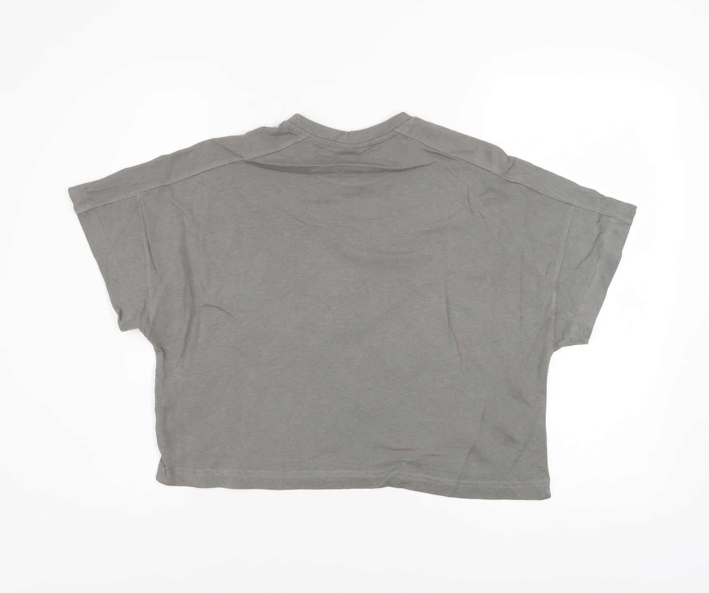 Zara Girls Grey Cropped Cotton T-Shirt 13-14 Years Relaxed Fit