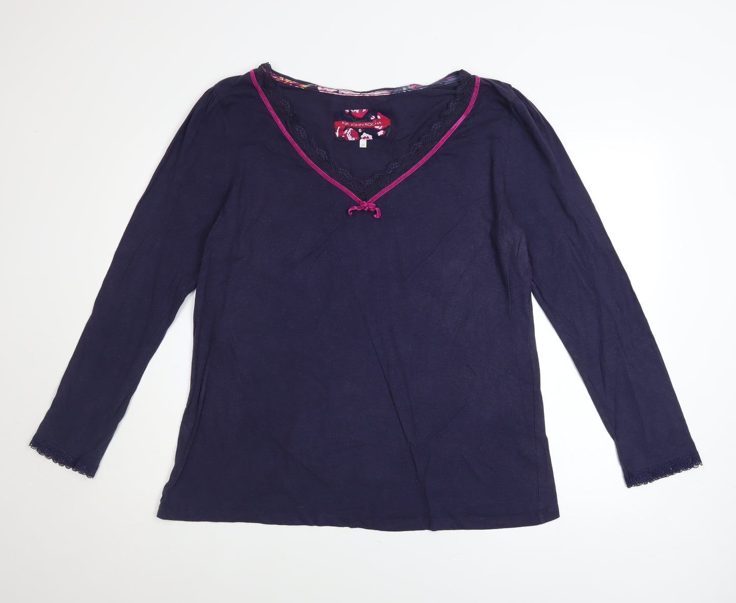 RJR John Rocha Women's Blue Long Sleeve V-Neck Tunic Top Size 20