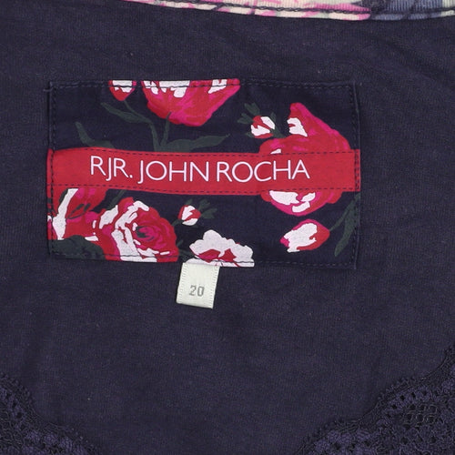 RJR John Rocha Women's Blue Long Sleeve V-Neck Tunic Top Size 20