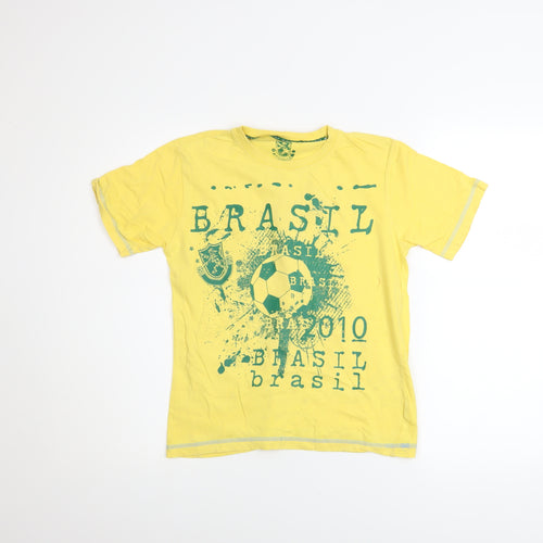 Primark Boys Yellow Brasil Football Graphic Cotton T-Shirt 9-10 Years