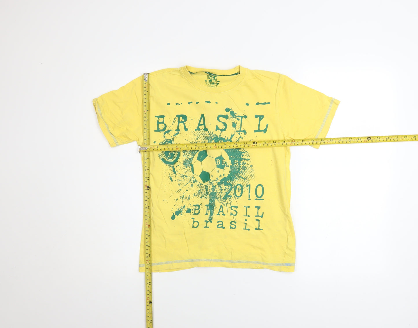 Primark Boys Yellow Brasil Football Graphic Cotton T-Shirt 9-10 Years