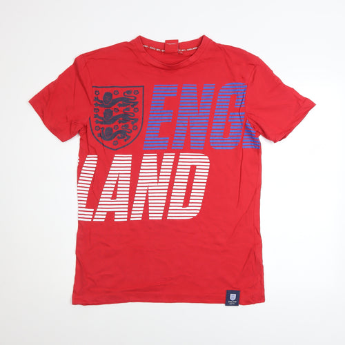 England Since 1872 Men's Red Cotton Crew Neck Short Sleeve T-Shirt M