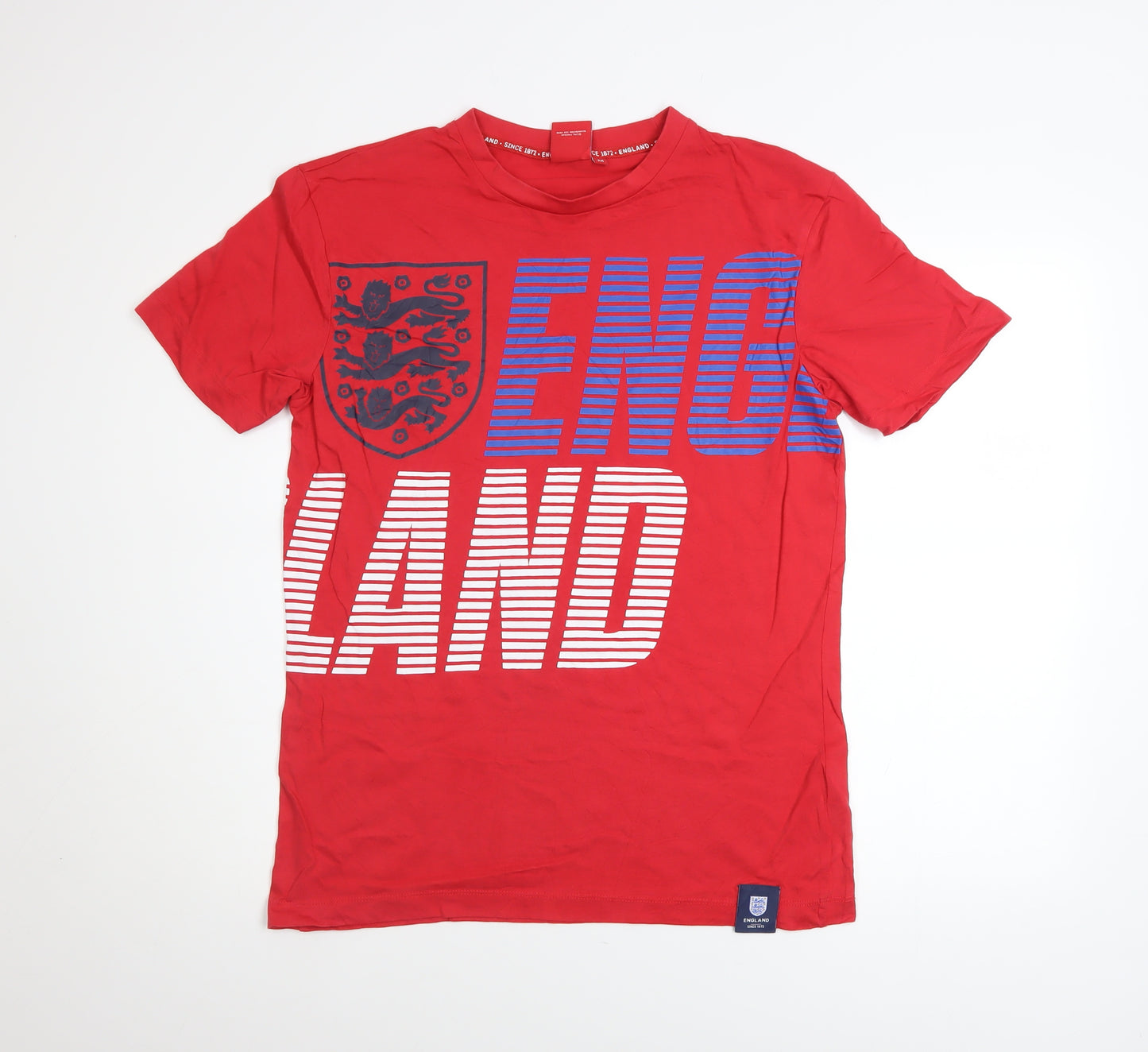 England Since 1872 Men's Red Cotton Crew Neck Short Sleeve T-Shirt M
