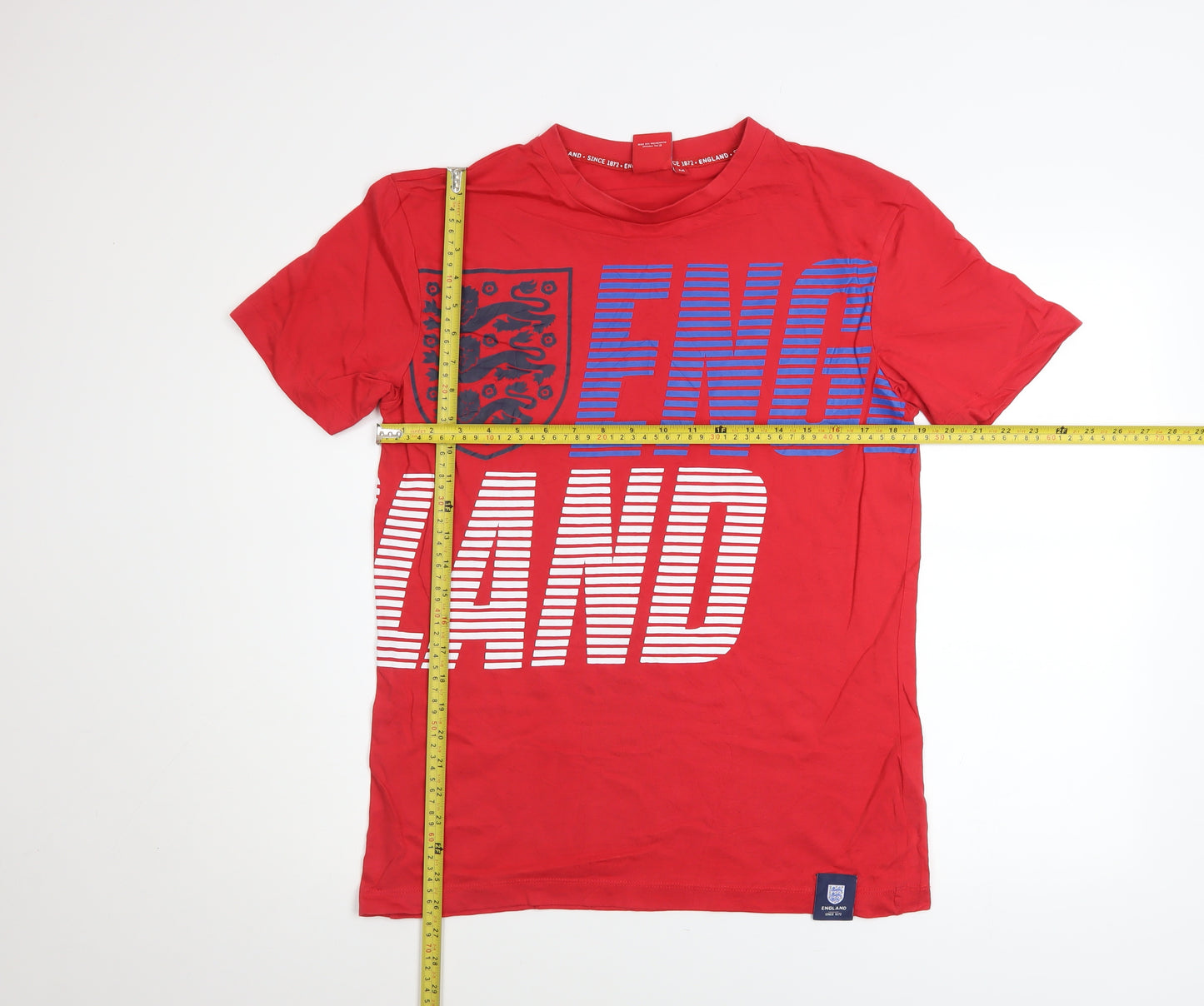 England Since 1872 Men's Red Cotton Crew Neck Short Sleeve T-Shirt M