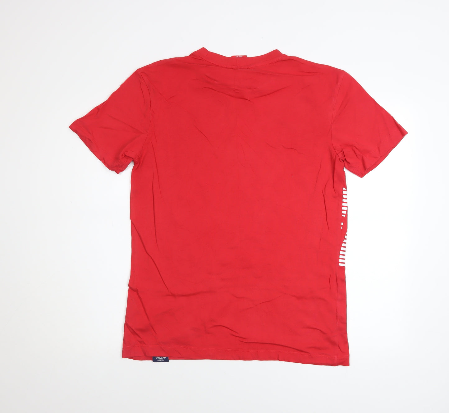 England Since 1872 Men's Red Cotton Crew Neck Short Sleeve T-Shirt M