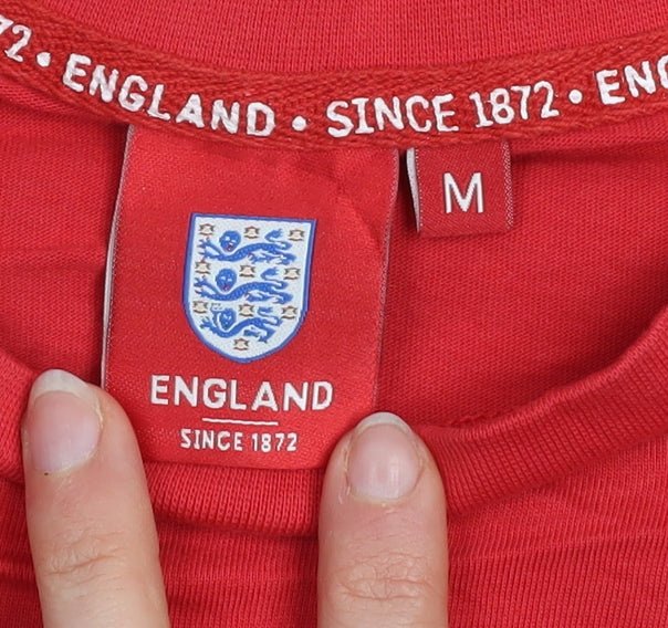 England Since 1872 Men's Red Cotton Crew Neck Short Sleeve T-Shirt M