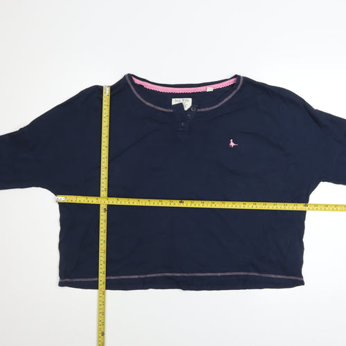 Jack Wills Womens Blue Cropped Henley Long Sleeve T-Shirt Size 10