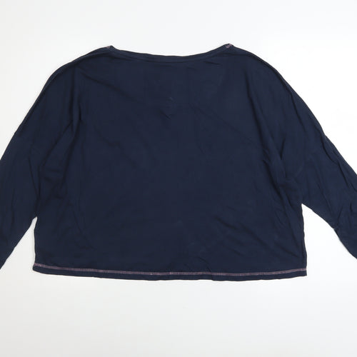 Jack Wills Womens Blue Cropped Henley Long Sleeve T-Shirt Size 10
