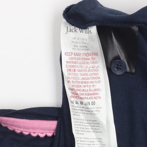 Jack Wills Womens Blue Cropped Henley Long Sleeve T-Shirt Size 10