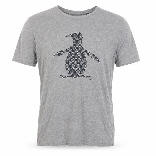 Original Penguin Men Grey Graphic Penguin Print Crew Neck T-Shirt M