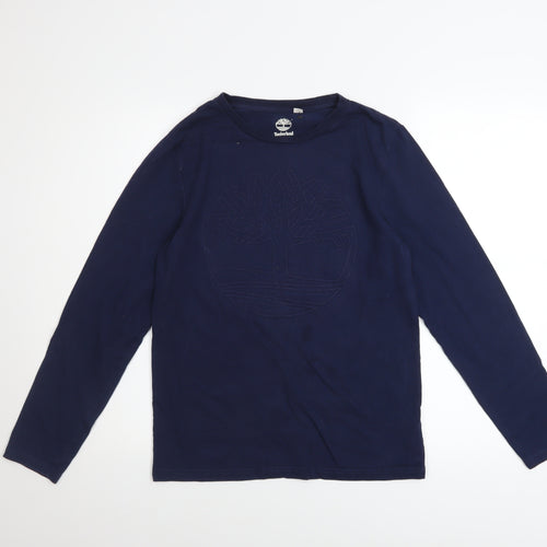 Timberland Boys Navy Long Sleeve Logo T-Shirt Size 14-16 Years Cotton Blend