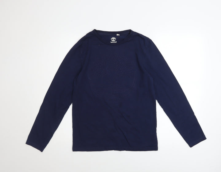 Timberland Boys Navy Long Sleeve Logo T-Shirt Size 14-16 Years Cotton Blend